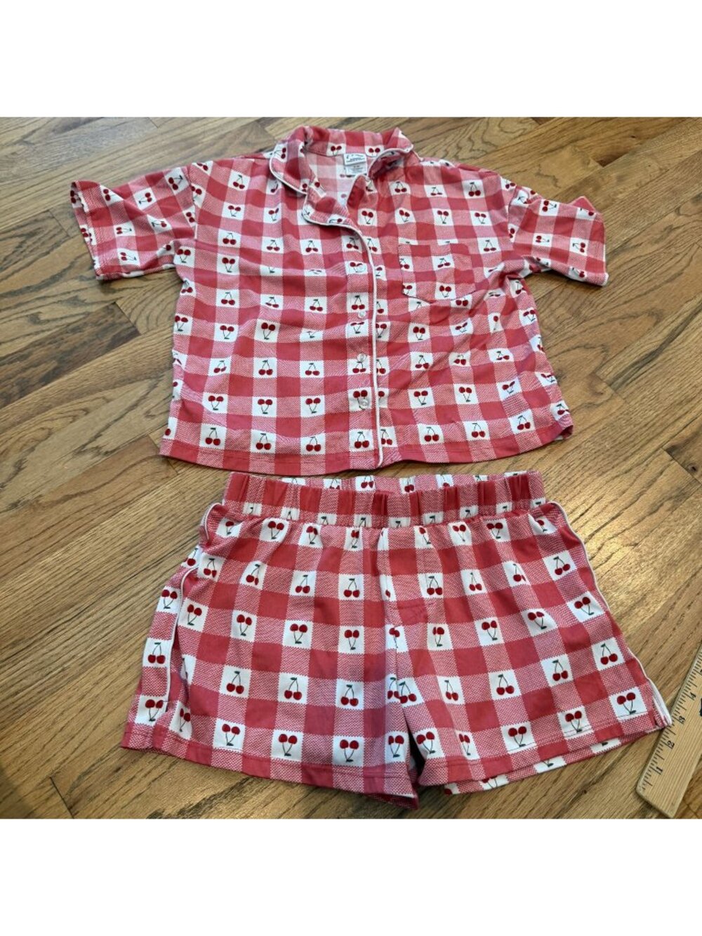 Art Class Girls XL Size 14 Pajama Set Red Cherry Plaid